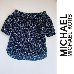 MICHAEL Michael Kors Navy Floral Off Shoulder Top